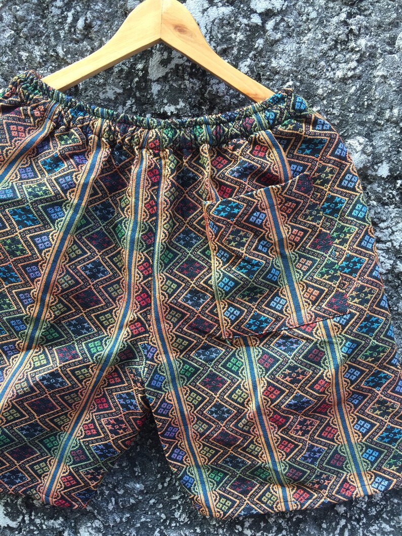 Festival shorts Hippie Tribal Shorts Aztec Ikat Ethnic Woven Southwestern Boho Style Beach Summer shorts Burning man Gift Vegan Men women