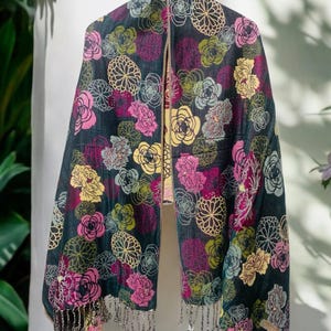 Florals Pashmina Scarf Stylish Flower print Festival Scarves Boho Bohemian Gypsy Head Wrap Turban unique Gift Women men Colorful Gypsy Vegan image 6