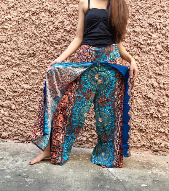 Mandala Boho Palazzo Pants Wide Leg Pants High Slit Festival Clothing Gypsy  Hippie Vegan Bohemian Fashion Beach Pants Paisley Gift for Women 