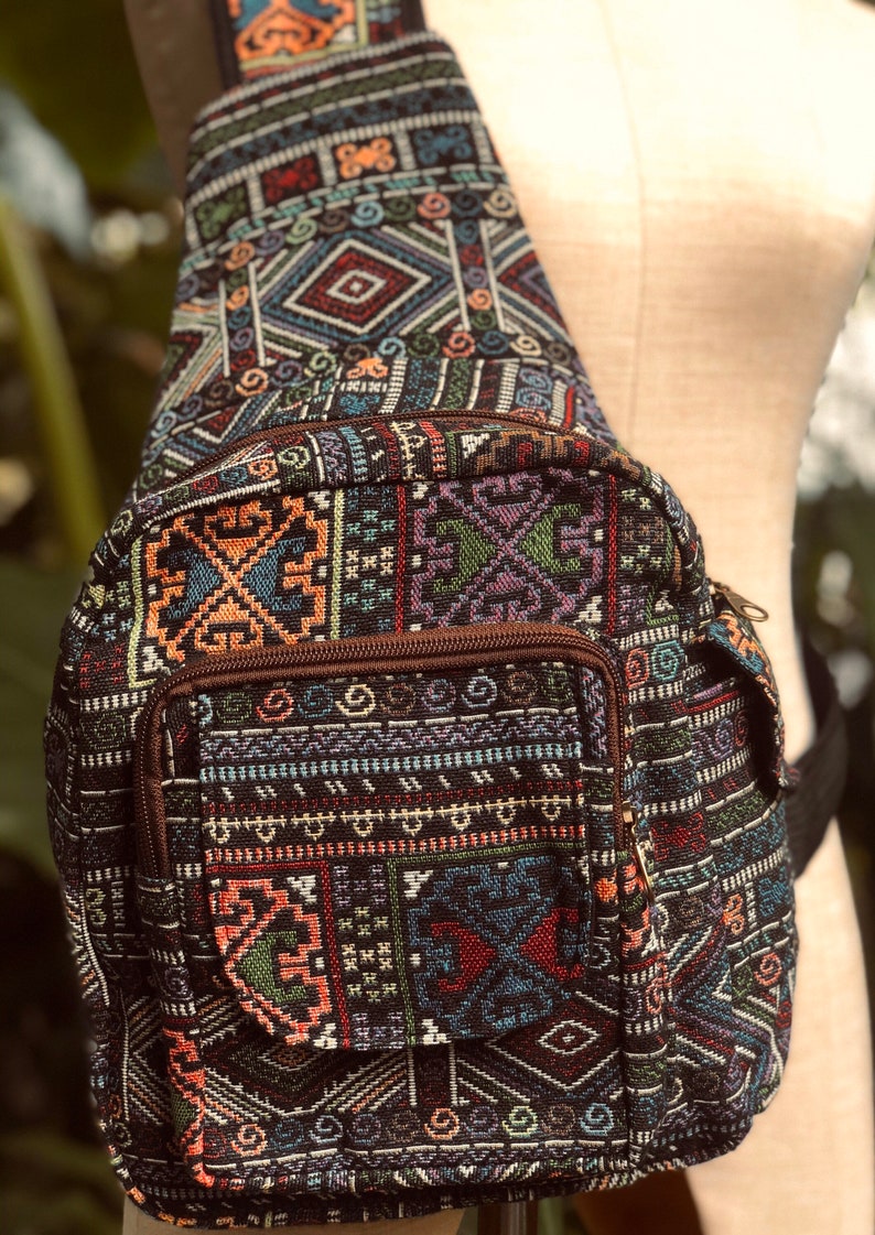 Ethnic Tribal Sling Chest Bag Festival Boho Woven Bag Backpack Etsy