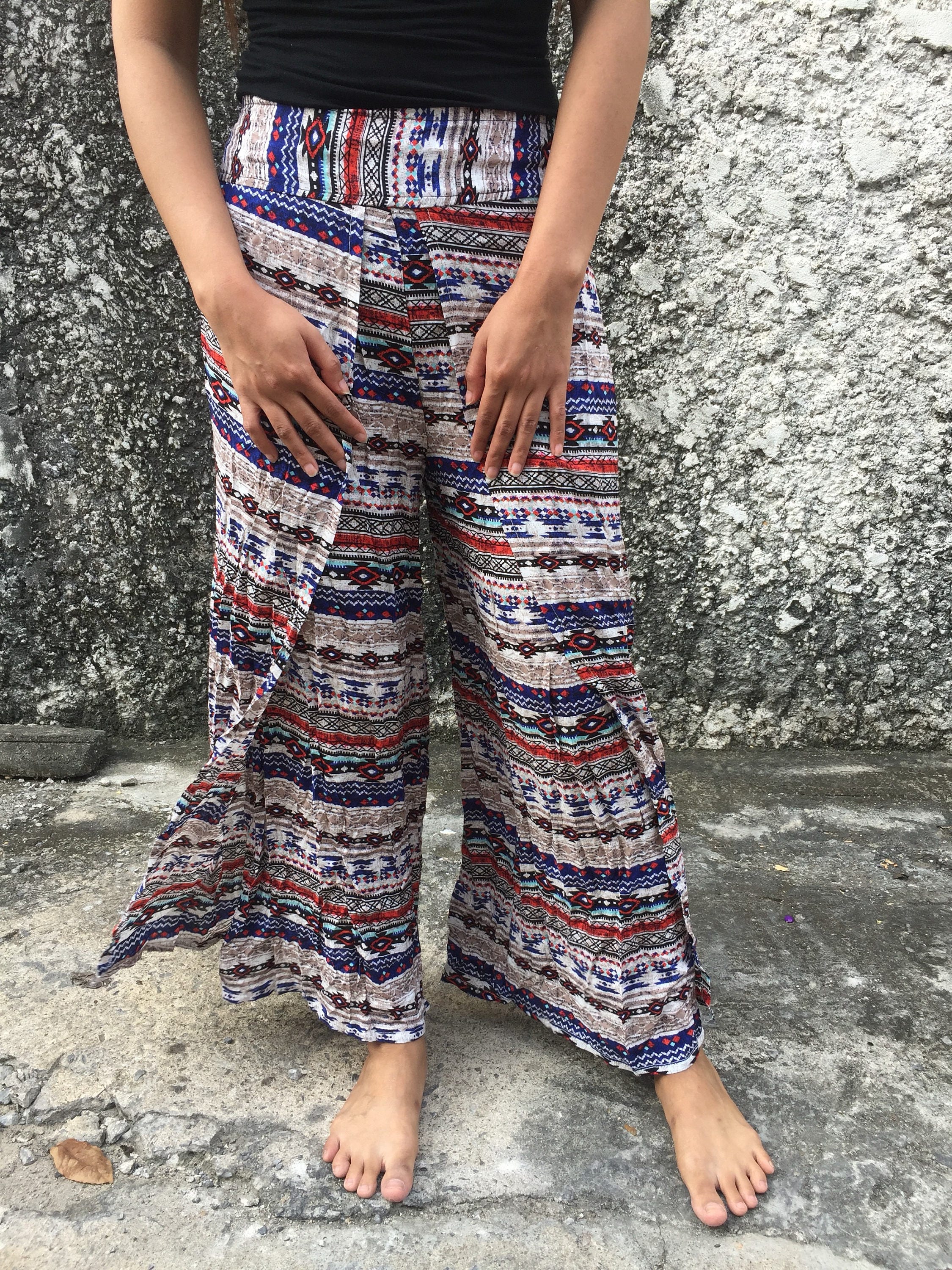 Palazzo Pantalones Piernas abiertas Diseño azteca Estampado | Etsy México