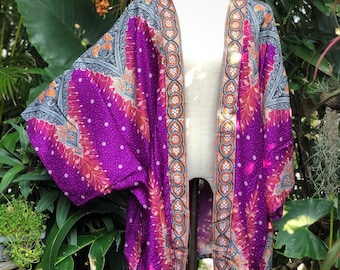 Peacock Kimono Cardigan blazer Hippie Oversize Gypsy Bohemian Boho Tribal style Dress Top Beach Cover Summer gift plus size women men Rave