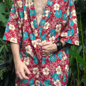 Sakura Floral Bali Batik Kimono cardigan Oriental Ethnic style Bohemian Loungewear Oversize Unisex Blazer Jacket motif Festival Men women
