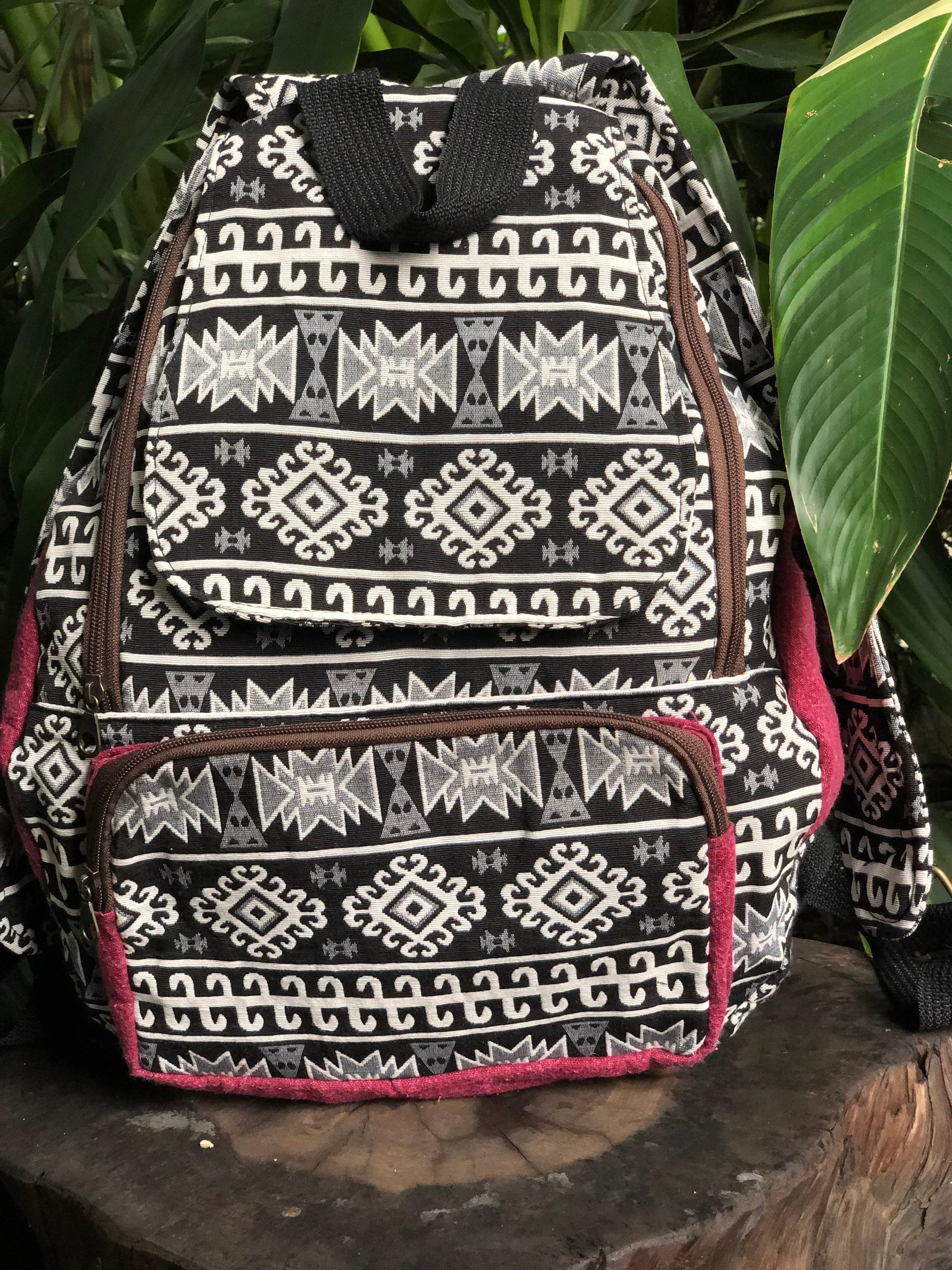 Ethnic Woven Backpack Aztec Style Luggage Bag Festival 