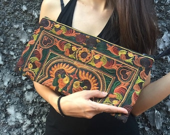 Unico ricamo frizione Gypsy Boho retrò Hippie cinturino da polso portafoglio borsa borsa ricamato accessorio Festival cosmetico Embroi borsa regalo le sue donne