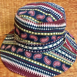 Paisley Boonie bucket Hat Sun Hat Tribal Aztec Ikat Style Funky Boho Hippie Hipster Vegan men women Beach Fishing Hat Festival Napali Cotton