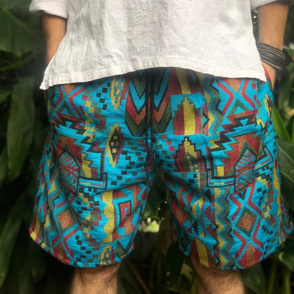 Aztec Woven Shorts Hippie Men Rave Tribal Ethnic Southwestern Boho festival Bohemian Hipster Style Summer Burning man outfit men