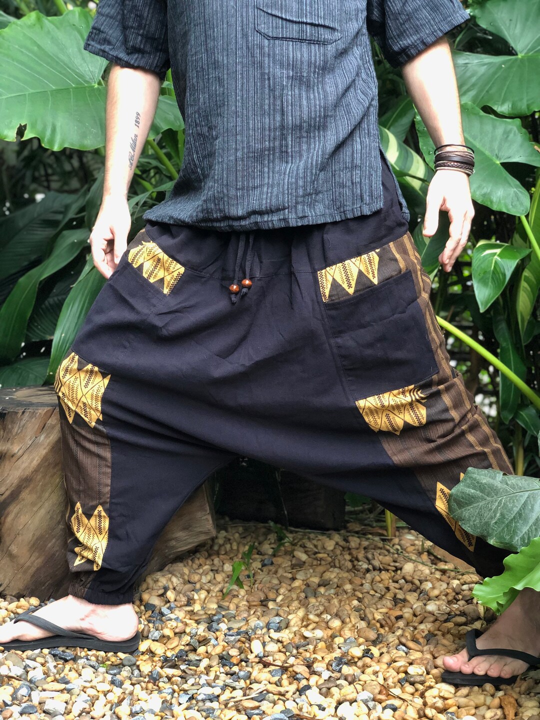 Ropa de algodón casual para hombres Pantalones sueltos de harén Playa Yoga Pantalones  hippies