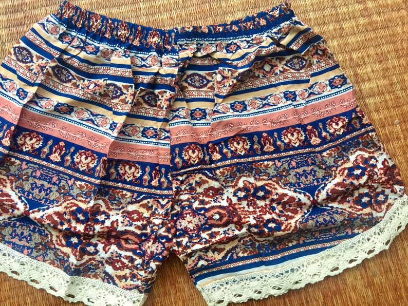 Ethnic Unique Boho Cute Lace Shorts Summer Beach wear Fashion Tribal Aztec Bohemian Ikat Festival Style Women shorts Gift for her