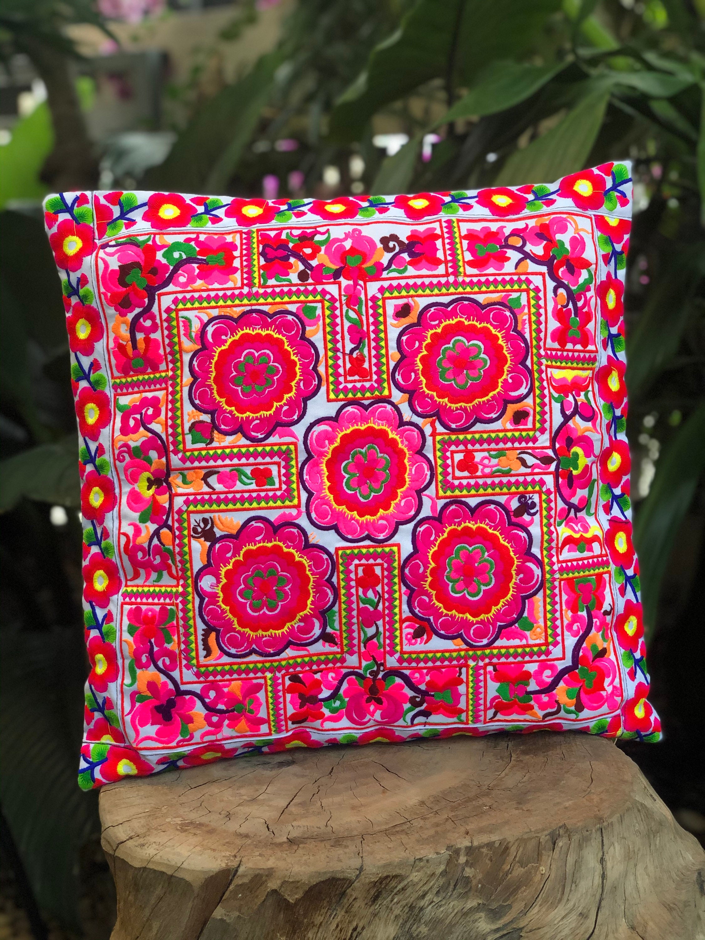 W Decor Decorative Throw Pillow Covers Embroidery Bohemian Design