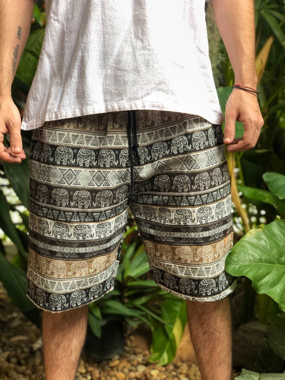 Cotton Shorts Hippie Boho Festival for Men Elephant Tribal | Etsy