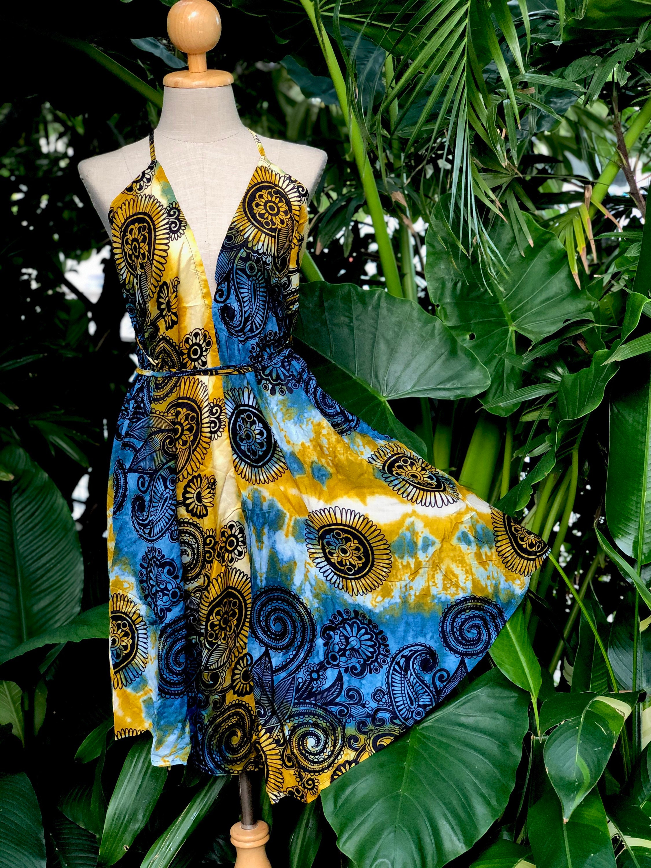 Vestido hippie colorido con estampado bohemio y paisley, estilo bohemio,  cuello en V, sin espalda, para festivales, playa, verano, sexy, estampado  tie dye, fiesta, gitano, elegante para mujer - Etsy México, image size:2250x3000