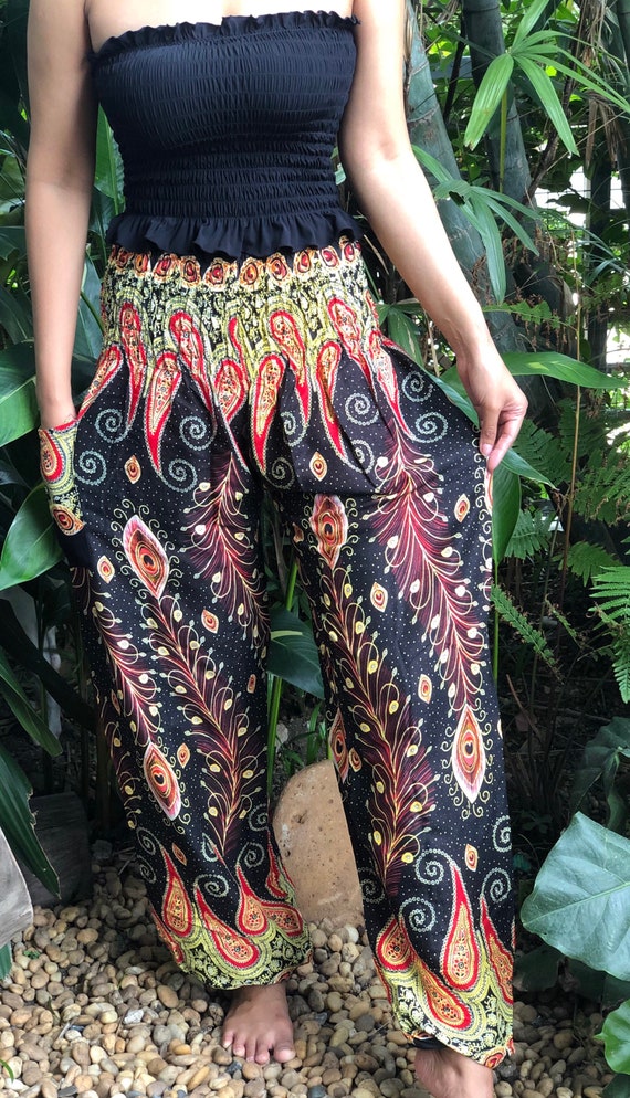 Boho Pants Harem Pants Yoga Trousers for Woman Bohemian Beach Pants, Black,  2-10 : : Clothing, Shoes & Accessories