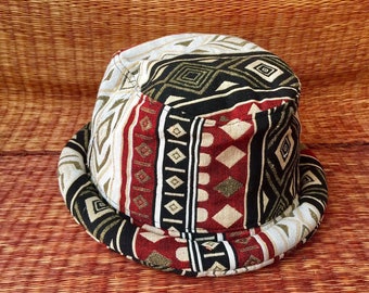 Aztec Bucket Hat boho Style Tribal Bohemian Ikat Ethnic design Hipster Roll brim Festival Canvas hat Vegan Gypsy gift men women unique