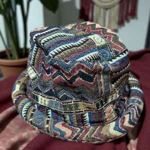 Cappello a secchiello in stile boho, design sud-occidentale in cotone biologico intrecciato