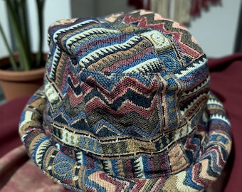 Boho Bucket Hat, Southwestern Woven Organic Cotton Design