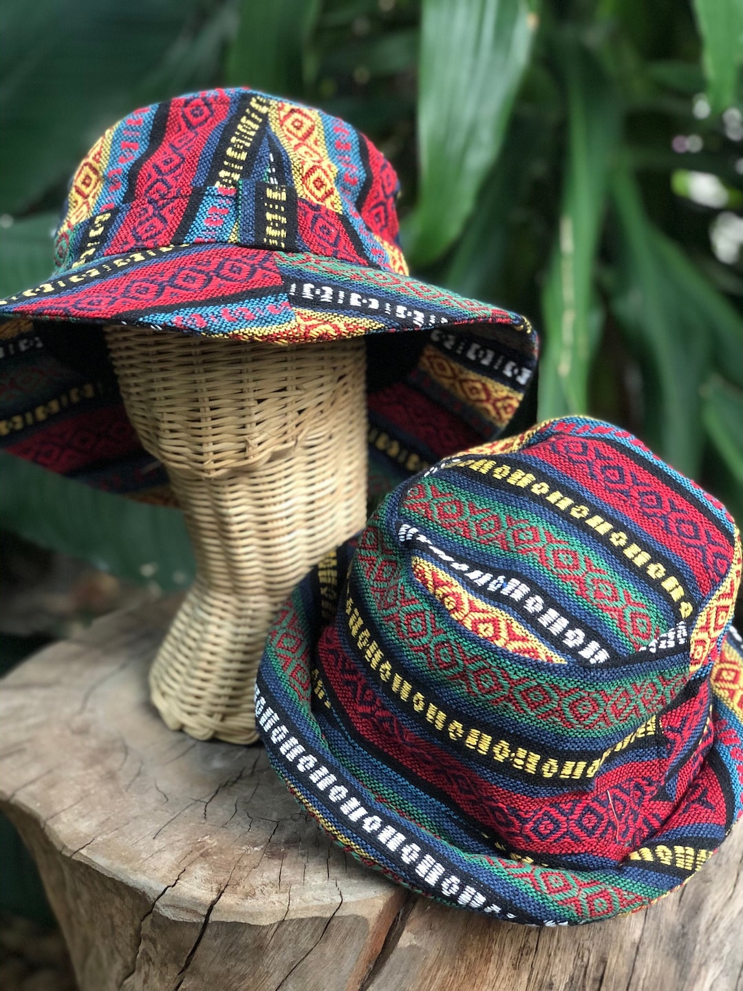 Woven Bucket Hat Boho Roll Wide Brim Hippy Bohemian Aztec Style Baja Drug  Rug Cotton Fabric Hipster Festival Men Women Burning Man Hiking