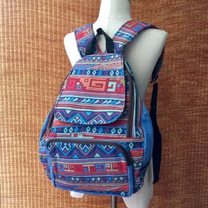 Woven Aztec Backpack Boho hippie Southwestern Baja tribal pattern Style School daypack Gift for Bohemian Traveler festival unique Traveler
