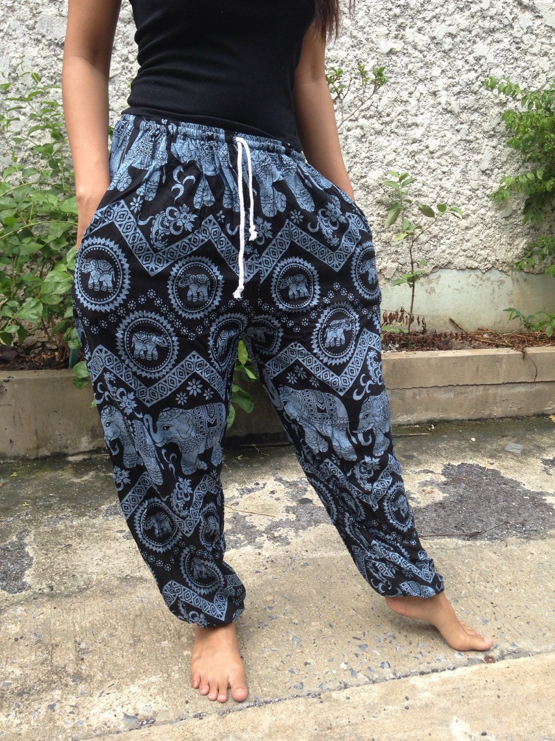 Elephant print Yoga Exercise Pants Baggy Boho Comfy Style