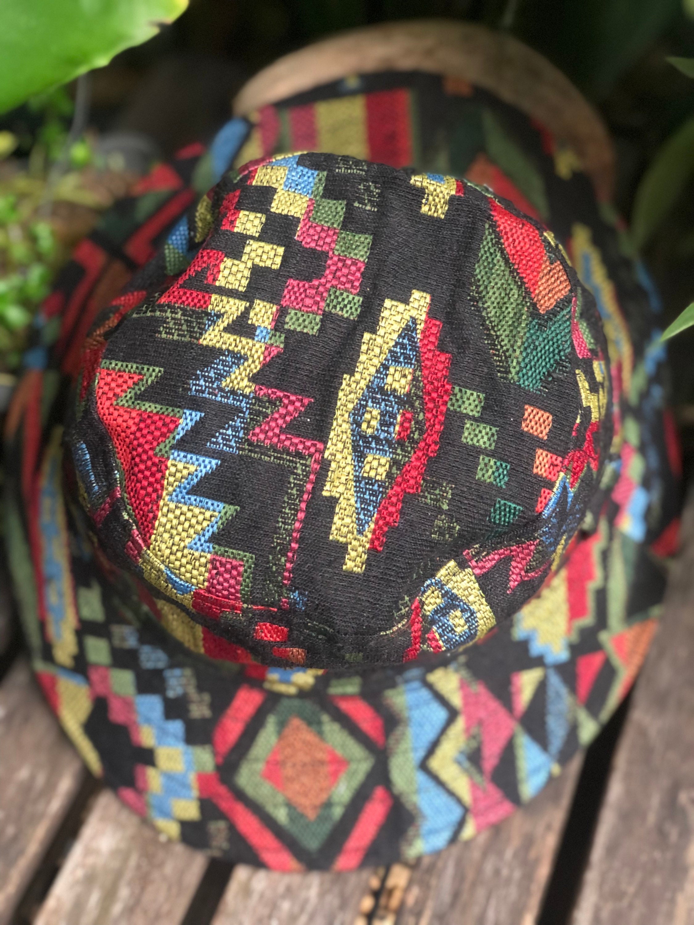 Geometric Bucket Hat Cotton Woven Hat Aztec Ikat Style Boho Hippie Hipster  Vegan Men Women Beach Fishing Hat Festival Napali Boonie Hat Gift 