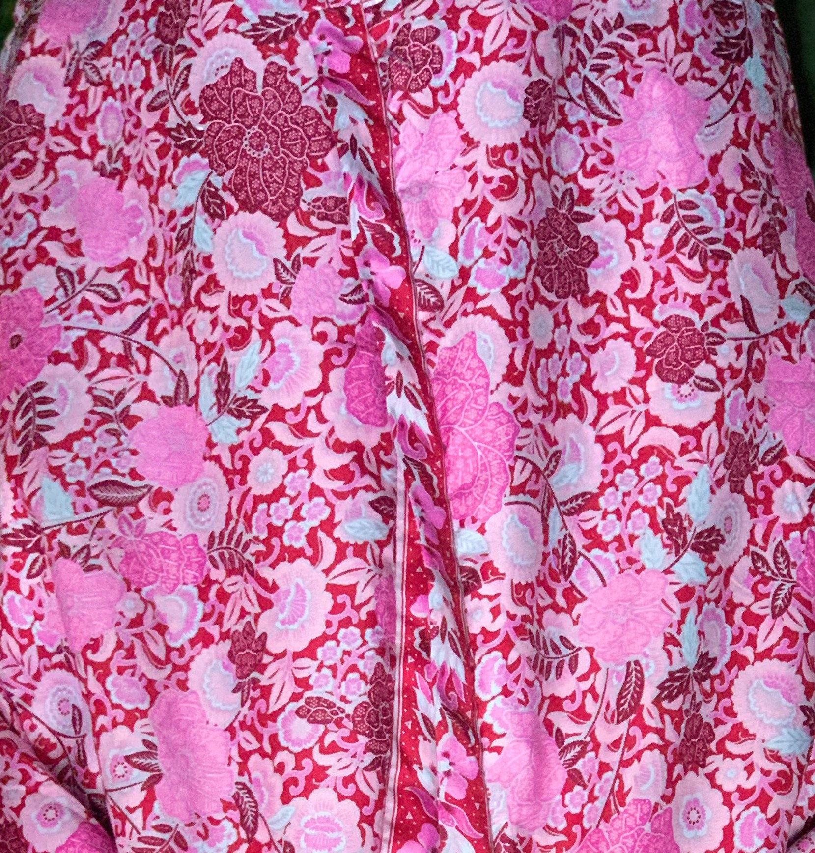 Pink Floral Batik Kimono Robe - Cotton Japanese Yukata Style - Etsy