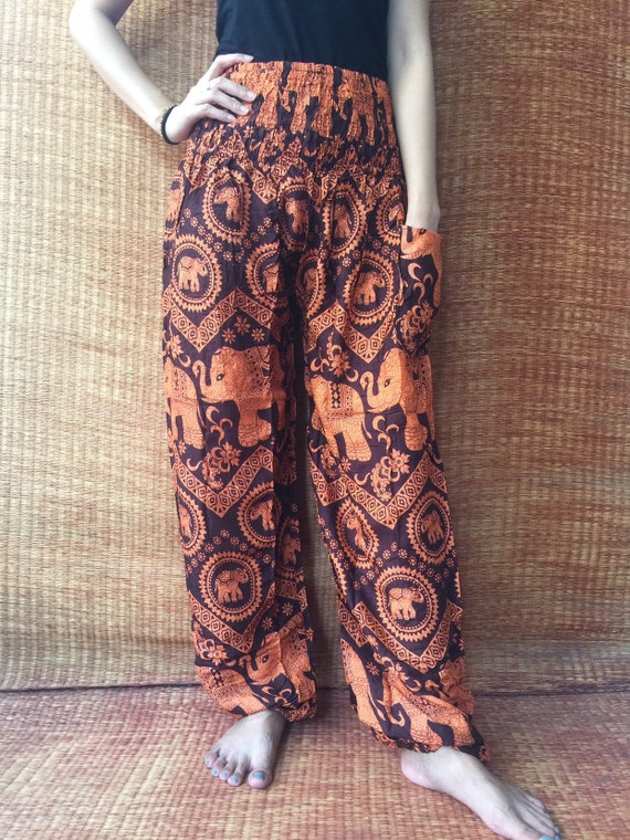 Paisley Trousers Yoga Pants Hippie Boho Style Festival Gypsy Indian Rayon  Fashion Beach Summer From Thailand Unique Gift Men Women Unisex 