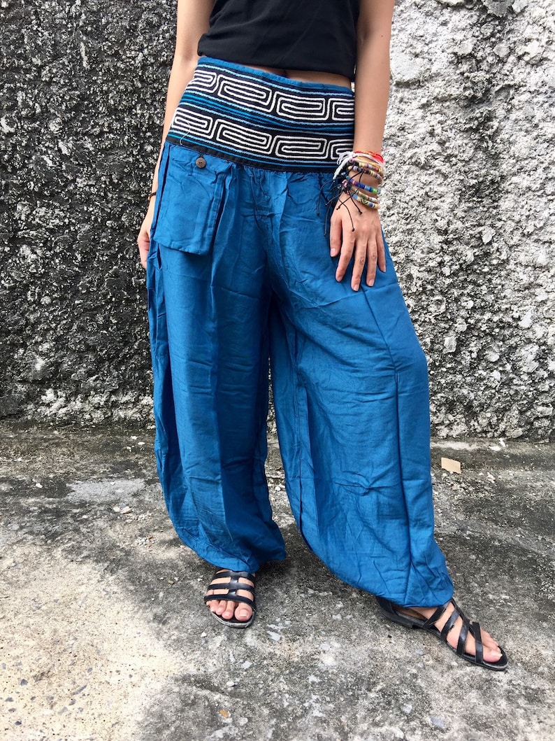 Boho Hippie Tie Dye Rainbow Colors Yoga Festival Unisex Harem Pants Trousers with Pockets