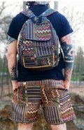 Tribal Woven Backpack Boho Aztec hippie Southwestern Baja pattern Style Ruck Sack Student School daypack Gift for Bohemian Traveler festival product logo