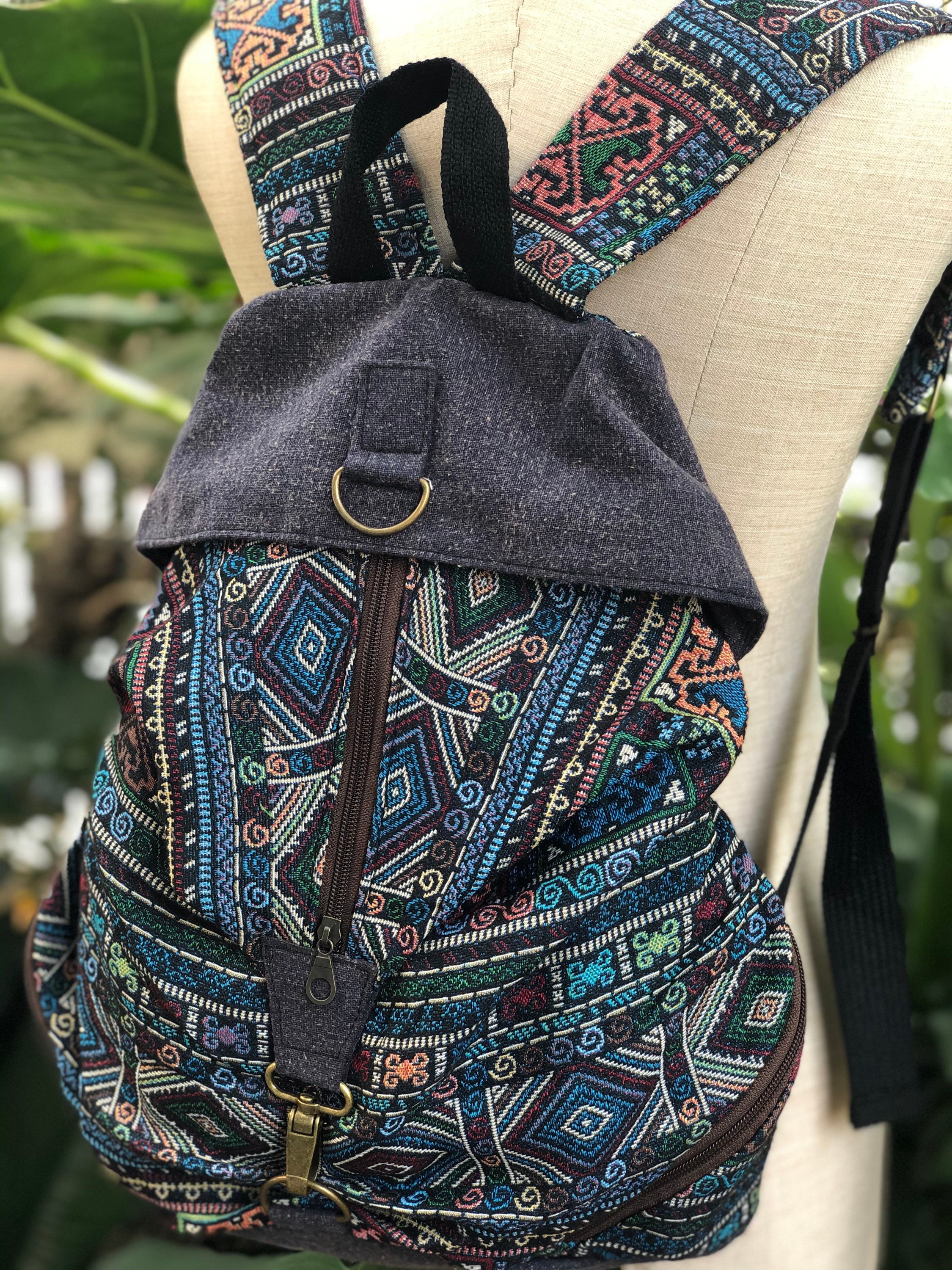 Tribal Aztec Hippie Backpack Nepali Baja Cotton Drug Rug Student School ...