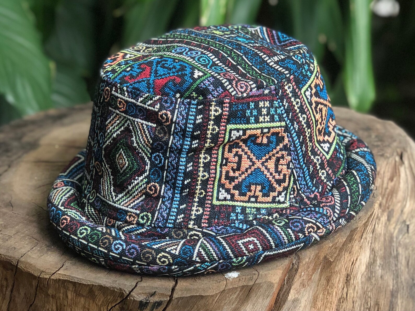 Ethnic Ikat Hippie Bucket Hat Boho Roll Brim Southwestern Etsy
