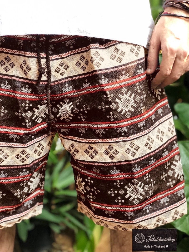 Cotton Shorts Festival Geometric Outfit Men Burning Man