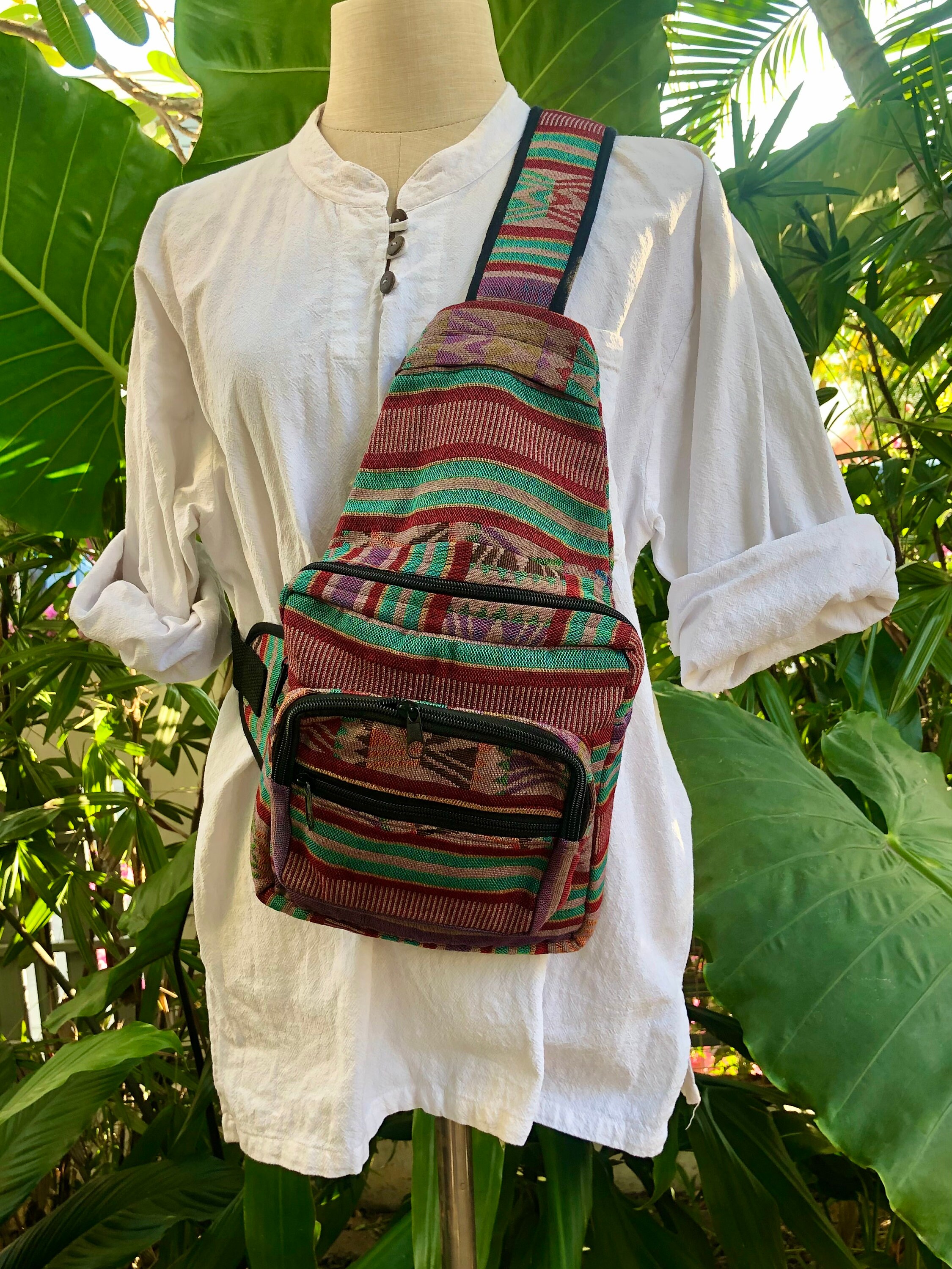 Geometric Tribal Sling Backpack Daypack Crossbody Chest Bag Lightweight Travel Ethnic Floral Sling Bag - Geometric Paisley Design Chest Bag  main image 4