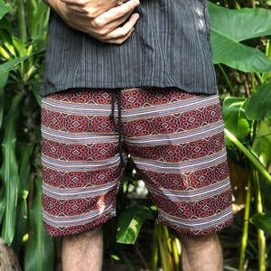 Ethnic Shorts Alternative Unique clothing Aztec pattern natural fabric Tribal hippie Festival Burning man outfit Hipster chic gift for men