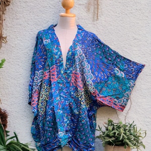 Purple Peacock Boho Kimono Cardigan Hippie Oversize Gypsy Bohemian Tribal style colorful Rave Music festival outfit Summer plus size women image 10