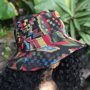 Geometric Bucket Hat Cotton Woven Hat Aztec Ikat Style Boho Hippie Hipster Vegan men women Beach Fishing Hat Festival Napali Boonie Hat gift