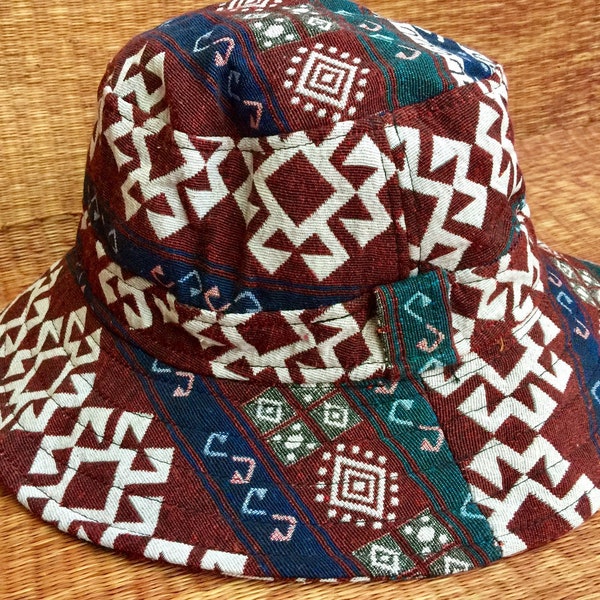 Tribal Aztec Bucket Hat Sun Hat Ikat Style Funky Boho Hipster Vegan men women Beach Fishing Boonie Hat Festival Napali Cotton Hippie gift