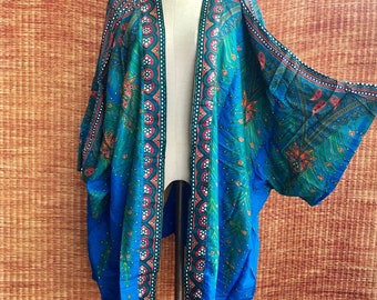 Peacock Kimono Cardigan blazer Hippie Oversize Gypsy Bohemian Boho Tribal Zen style Dress Top Beach Cover Summer gift plus size women men 99