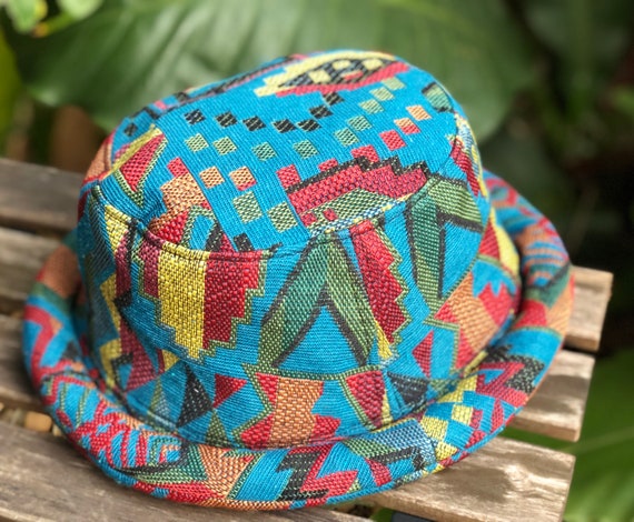 Aztec Colorful Boho Rolled Bucket Hat Stylish Ikat Design Hipster Hat Men  Hippie Rave Festival Canvas Cotton Hat Handmade Funky Gift Blue -  New  Zealand