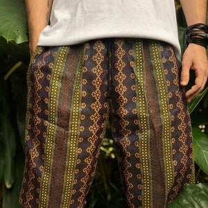 Ikat bomullsshorts Boho festival Abstrakt Geo Hippie Outfits Sydvästra boho herrstil Strand Sommar Burning Man unika kläder gåva bild 3