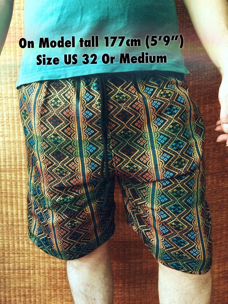 Festival shorts Hippie Tribal Shorts Aztec Ikat Ethnic Woven Southwestern Boho Style Beach Summer shorts Burning man Gift Vegan Men women