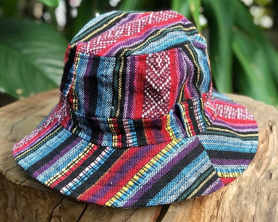 Boho Woven Bucket Hat Roll Wide Brim 