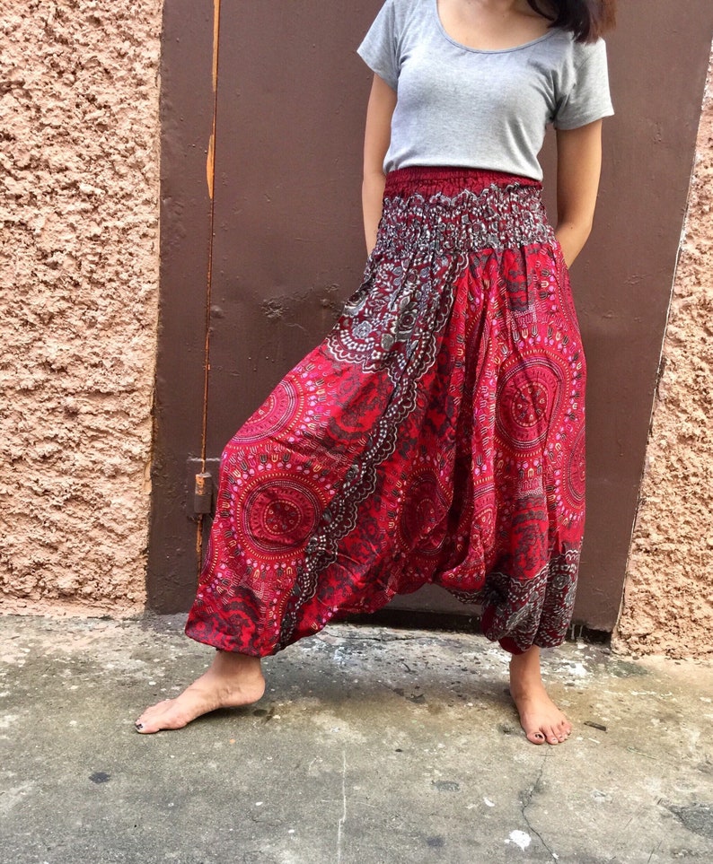 Hippie Festival Harem Yoga Pants Drop Crotch Pants Boho Etsy