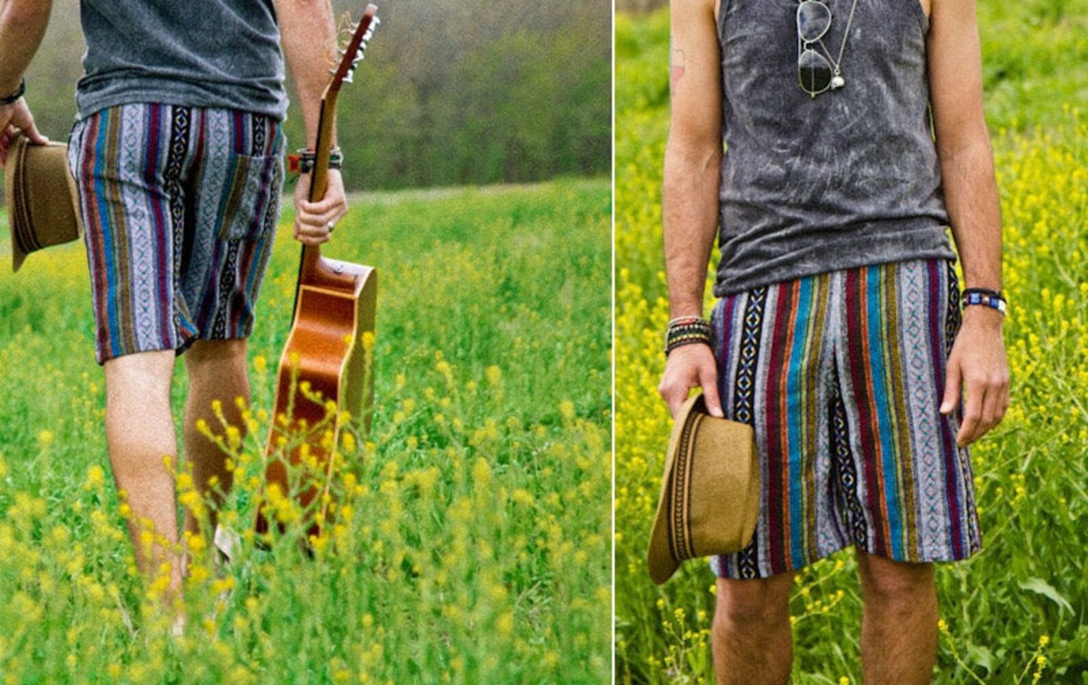 Colorful Indian Aztec Doodle Triangles Men's Shorts