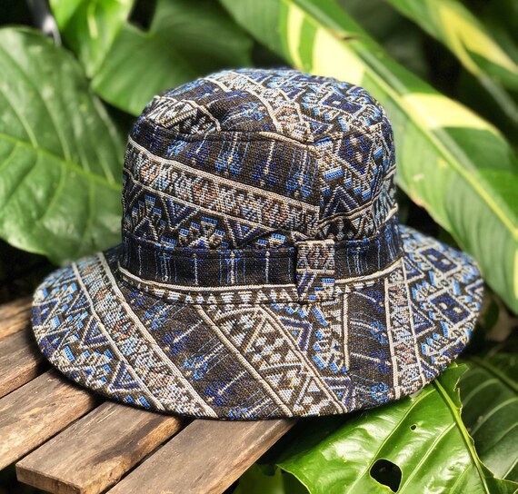 Ethnic Bucket Hat Bohemian Ikat Aztec Fishing Hat Festival Tribal Hat  Nomadic Outfits Natural Cotton Fabric Unique Handmade Men Tribalspirit 