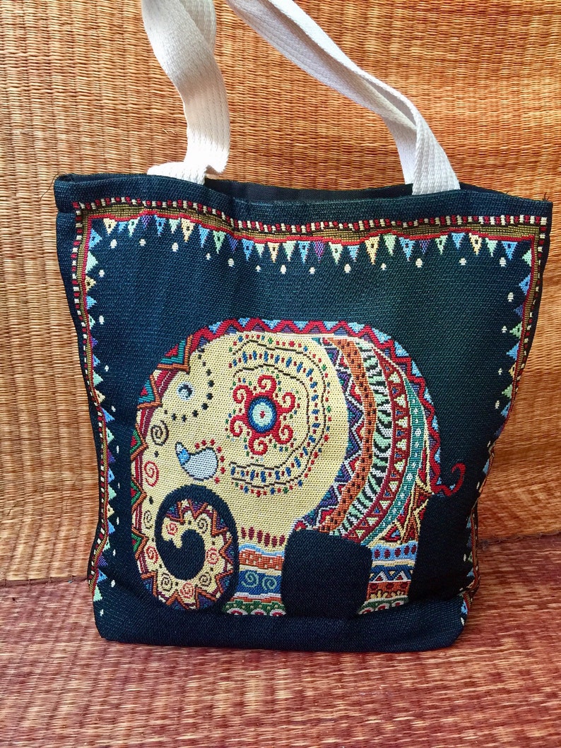 Elephants Tote Bag Boho Tribal Hippies fashion Handbag Travel beach bag School Overnight Shopping Bag Featival gift for her in red