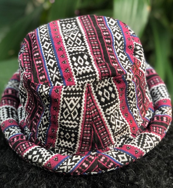 Boho Hat Rolled Brim Bohemian Aztec Ethnic Ikat Hippie Style Baja