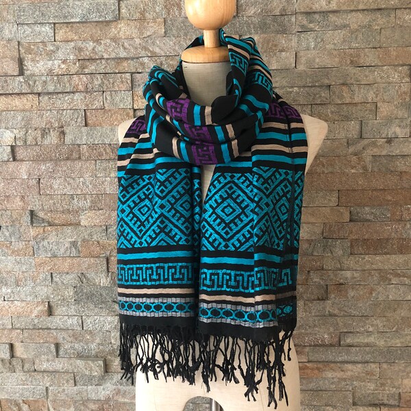 ユニークなボヘミアン パシュミナ アステカ イカット フェスティバル スカーフ ヒッピー トライバル スタイル スカーフ ボヘミアン ジプシー ヘッド ヘア ラップ ターバン 彼 男性 女性へのギフト