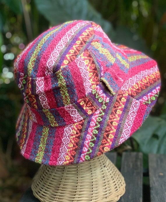 Multicolor Bucket Hat Boho Festival Hat Colorful Outfits Cotton Hippie Aztec Design Fishing Hiking Bucket Hat for Men Women Tribalspiritshop