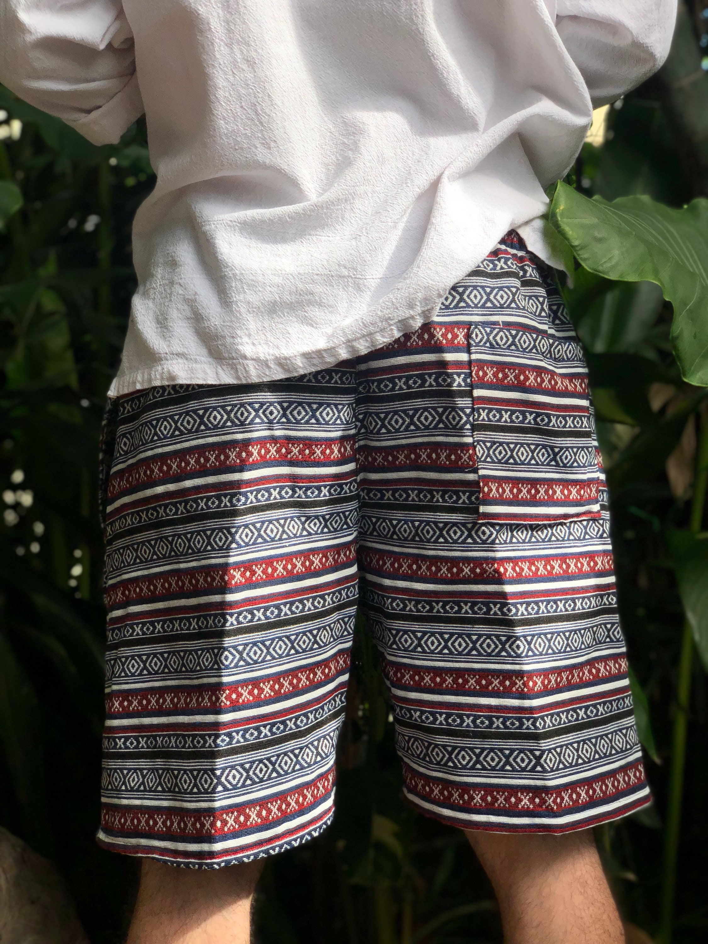 Cotton Woven Shorts Hippie Men Tribal Southwestern Boho Spring Etsy