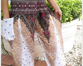 Zigeuner Pfauen Print Yoga Hose Boho Hippie Baggy Boho Tribal Kleidung Unisex Harem Hose Zen Festival Strand Sommer Mode schick
